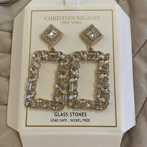 Christian Siriano glass stone earrings